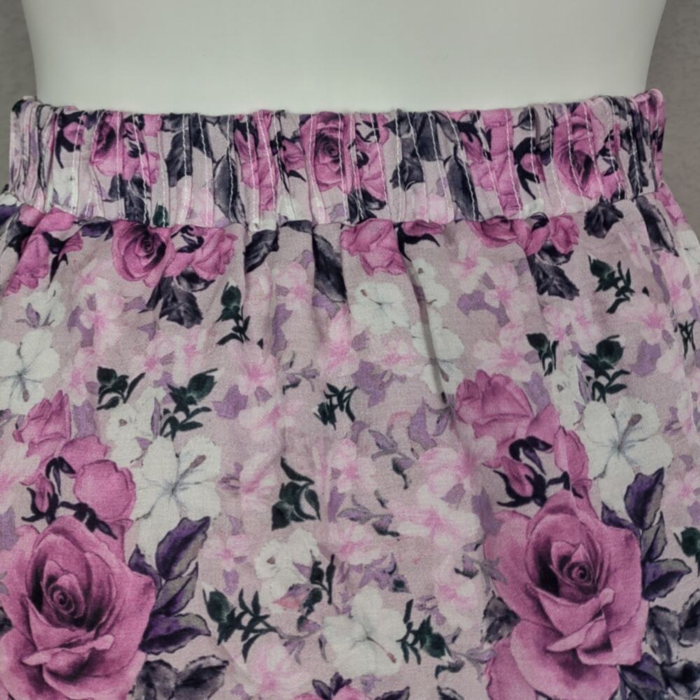 LoveShackFancy Emma Ruffle Mini Skirt Purple Floral Silk Blend Size Small - Picture 12 of 13